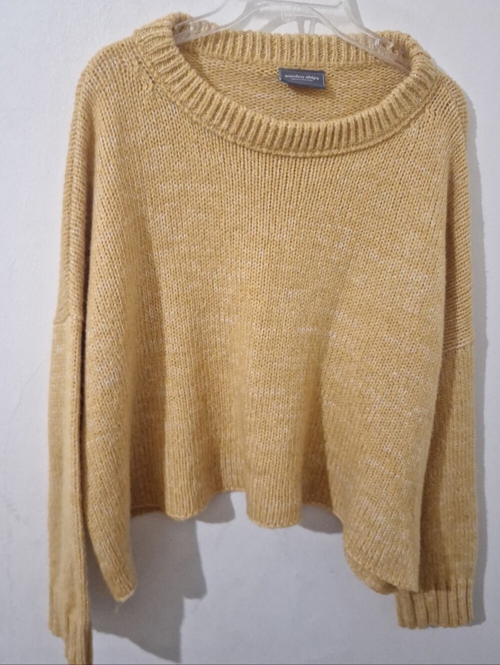 Wooden Ships Paola Buendia Cropped Crewneck Sweater in Warm Mustard